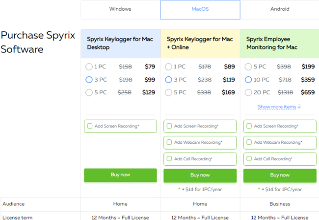 Spyrix Pricing